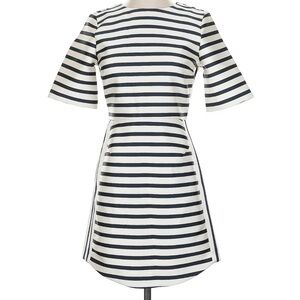 Topshop Black and White Striped Long Sleeve Dress